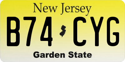 NJ license plate B74CYG