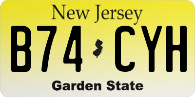NJ license plate B74CYH