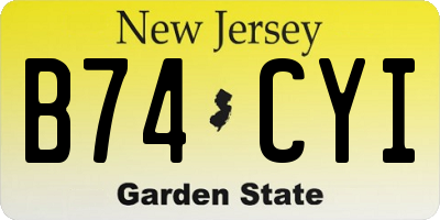 NJ license plate B74CYI