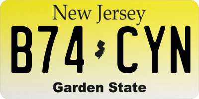 NJ license plate B74CYN