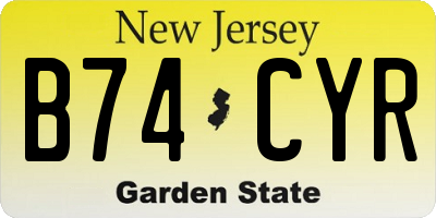 NJ license plate B74CYR