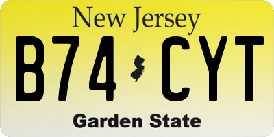 NJ license plate B74CYT