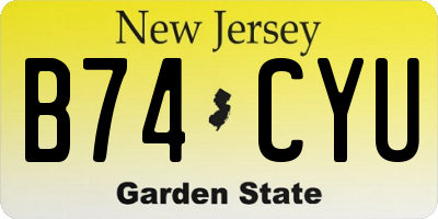 NJ license plate B74CYU