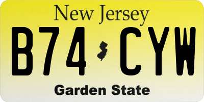 NJ license plate B74CYW