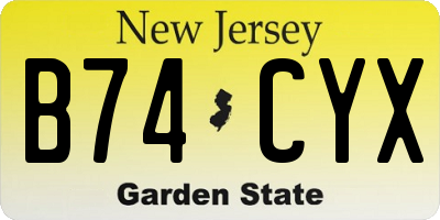 NJ license plate B74CYX