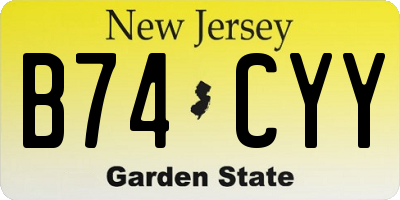 NJ license plate B74CYY