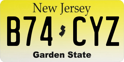 NJ license plate B74CYZ