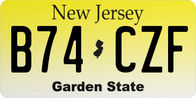 NJ license plate B74CZF