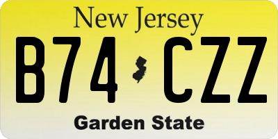 NJ license plate B74CZZ