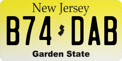 NJ license plate B74DAB