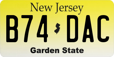 NJ license plate B74DAC