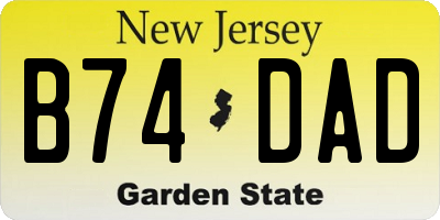 NJ license plate B74DAD
