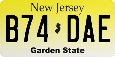 NJ license plate B74DAE
