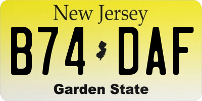 NJ license plate B74DAF