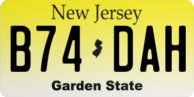 NJ license plate B74DAH
