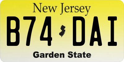 NJ license plate B74DAI