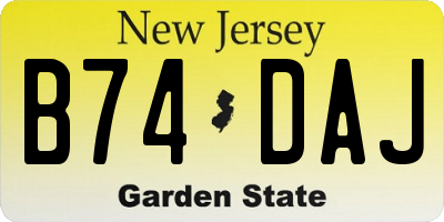 NJ license plate B74DAJ