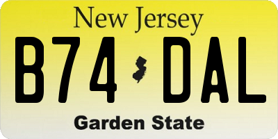 NJ license plate B74DAL