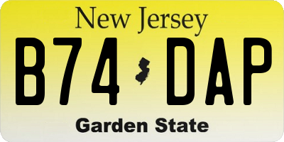 NJ license plate B74DAP