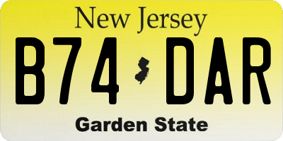NJ license plate B74DAR