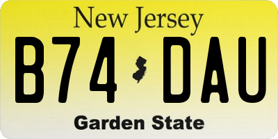 NJ license plate B74DAU
