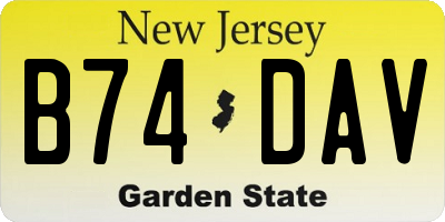 NJ license plate B74DAV