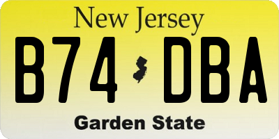 NJ license plate B74DBA