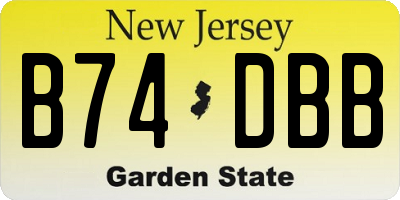 NJ license plate B74DBB