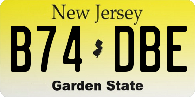 NJ license plate B74DBE