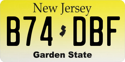 NJ license plate B74DBF