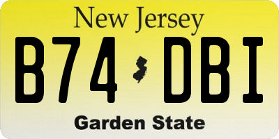 NJ license plate B74DBI