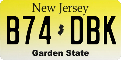 NJ license plate B74DBK