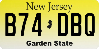 NJ license plate B74DBQ