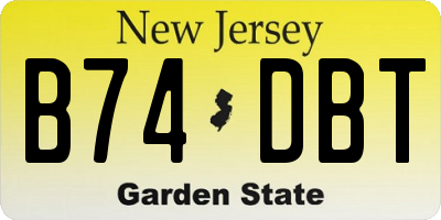 NJ license plate B74DBT