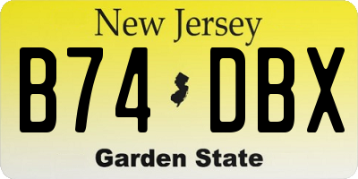 NJ license plate B74DBX