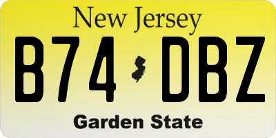 NJ license plate B74DBZ