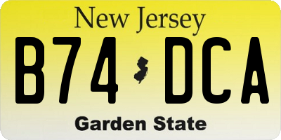 NJ license plate B74DCA