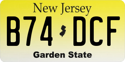 NJ license plate B74DCF