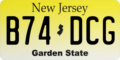 NJ license plate B74DCG