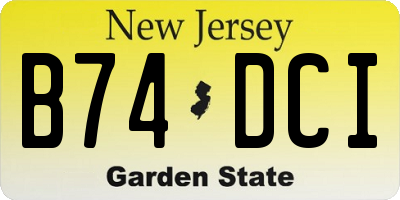 NJ license plate B74DCI