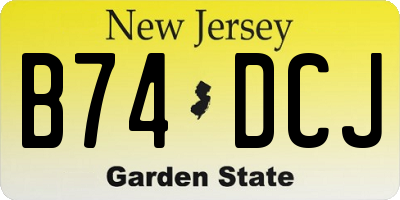 NJ license plate B74DCJ
