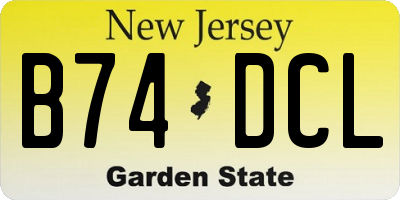 NJ license plate B74DCL