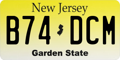 NJ license plate B74DCM