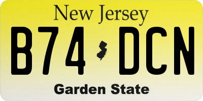 NJ license plate B74DCN
