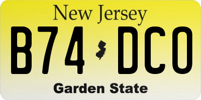 NJ license plate B74DCO