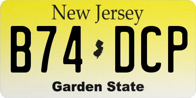 NJ license plate B74DCP