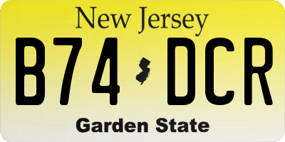 NJ license plate B74DCR