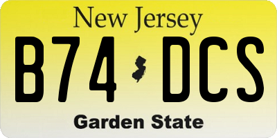 NJ license plate B74DCS