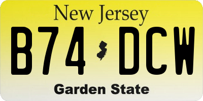 NJ license plate B74DCW
