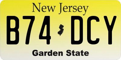 NJ license plate B74DCY
